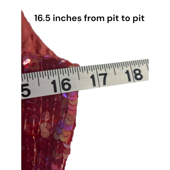 Vintage Gunit 80s Red Beaded Fringe Cocktail Dress With Open Back & High Necklin - Picture 10 of 12